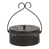 Caja de soporte de incienso de metal estilo vintage hueco, quemador de bronceado con decorado, portaincienso para torbillones, cono, aroma antimosquitos, gabinete Yoga