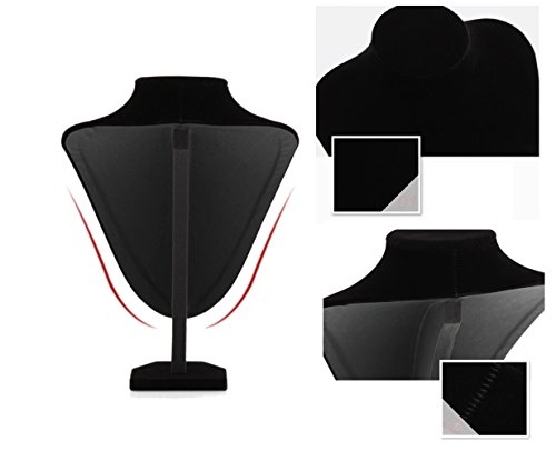 Wudygirl Black Velvet 3-Dimensional Necklace Bust Display Holder Jewelry Neck Pendant Chain Organizer Stand for Women(11.4 inch - Thumbnail 4