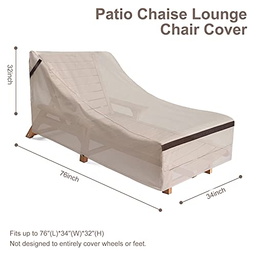 Patio Chaise Chair Cover 2 Pack Waterproof 76''L Outdoor Chaise Lounge Cover 32''H UV Resistant Heavy Duty Pool Chair Covers