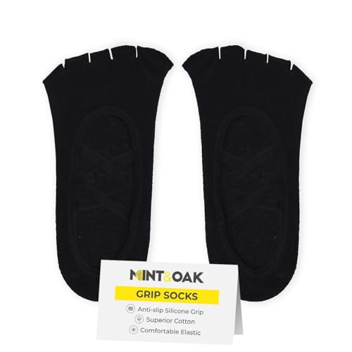 Image of Mint & Oak Pilates Socks with Grips for Women, Ankle Length Non-Slip Yoga Socks, Cotton Ideal For Yoga, Pilates, Gym, Workout, Cute Women's Gift