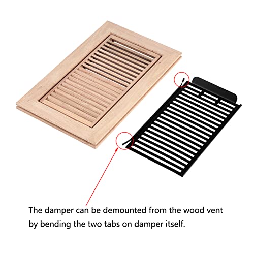 Homewell Red Oak Wood Floor Register, Flush Mount Vent with Damper, 6X14 Inch, Unfinished