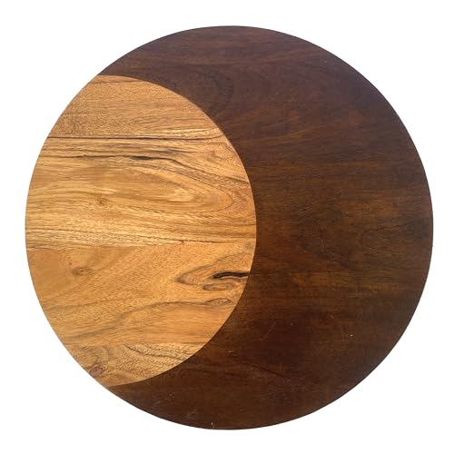 Bloomingville Tabla de cortar redonda de madera bicolor para queso, natural y nogal