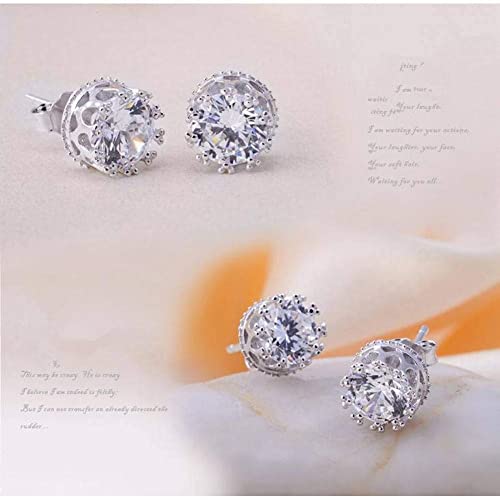 Boucles d'oreilles argent 925 d'exception avec couronne en cristal
