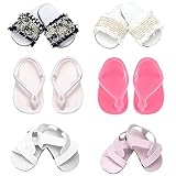 6 Pairs of Shoes for 18 Inch Dolls Baby Girl Doll Shoes 18 Inch Girl Doll Accessories Summer Faux Leather Shoes Sandals Slippers, 3 Assorted Styles