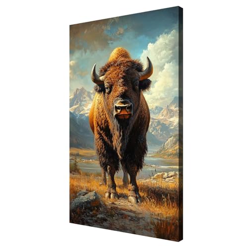 Ganado de las Tierras Altas Pintar por Numeros Adultos,Paisaje Pintura por Numeros,Easy Paint by Numbers Adult Niños,con Pinceles y Acrílico,DIY Manualidades Home Decor Regalo 70x140cm,con Marco,d532k