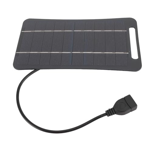 5W USB Solar Panel Charger with High Efficiency Monocrystalline Silicon for Camping, Travel, Outdoor with 5V Output (Black)