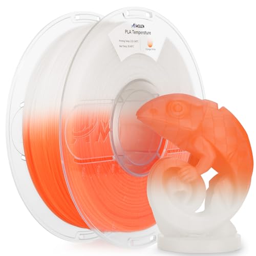 AMOLEN 3D Printer Filament, Temp Change Orange to White PLA