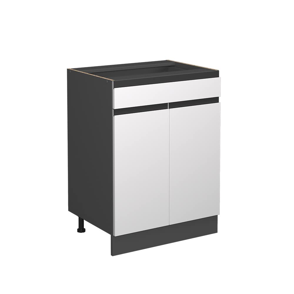 Vicco Kitchen base cabinet Raul, White, 60 cm J-Shape, with drawer, without worktop, for flexible combination within modular kitchen systems