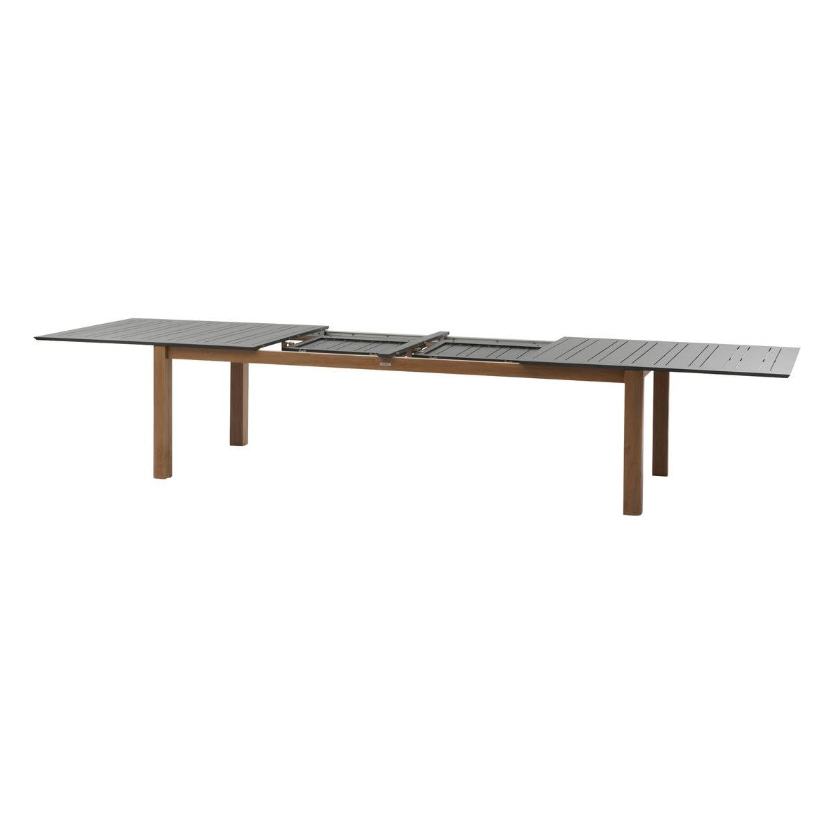Hespéride - Table de Jardin Extensible rectangulaire Miceira Gris Graphite - 14 Places - Aluminium Antirouille - Meuble d'Extérieur Rallonge Papillon