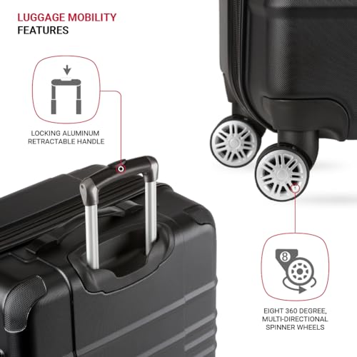 SwissGear Pro Expandable Lightweight Spinner with TSA Lock, Black Sonic, 3-Piece Set2