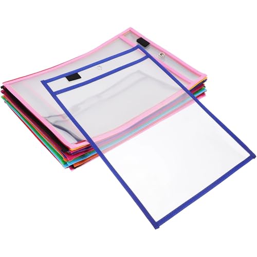 Bolsillos reutilizables de borrado en seco PVC transparente para organizar tareas escolares