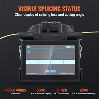 VEVOR Giuntatrice a Fusione di Fibra 4 Motori con Allineamento Nucleo, Giunzione 6s e Riscaldamento 13s, Macchina Giuntatrice per Fibra con Touch Screen 12,7 cm, Batteria 7800 mAh per SM MM DS NZDS