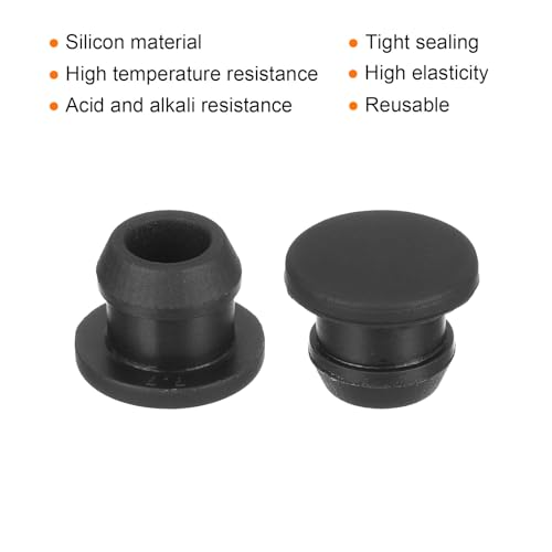 Image of MECCANIXITY Silicone Snap in Locking Hole Plugs,Rubber Panel Seal Cover Flush Type Panel Round for Kitchen Rubber Bulkheads Waterproof Sealing Plugs 7.5mm /0.3 Inch Diameter Black,Pack of 50