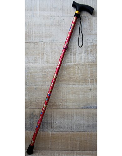 Hogar y Mas Gehstock Faltbar und Leichter Aluminium-Original Design mit Floralen Motiven - Rote