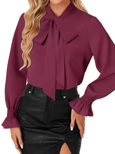 Image of LYANER Women's Bow Tie Neck Business Work Blouse