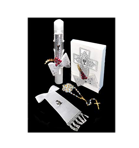 Gigi's Classy Kids Boys First Communion Candle Gift Set Chalice English Missal Rosary Boxed