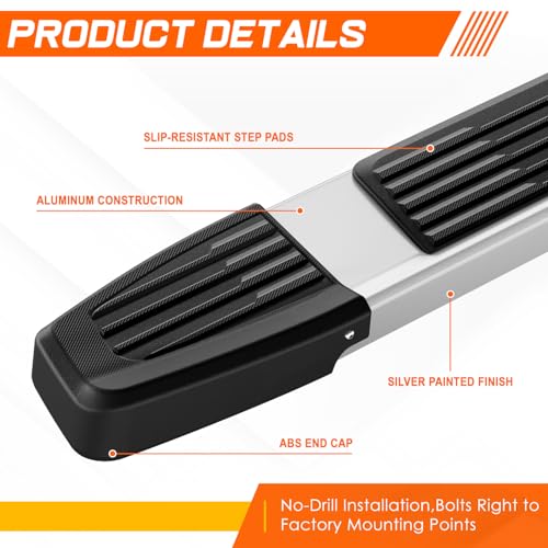 Estribos laterales aluminio 6 pulg Silver para Silverado miniatura 4