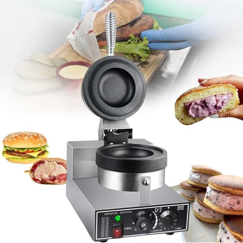 Electric Burger Waffle Maker 1200W, Non-Stick Panini Press & Hamburger Machine, Commercial-Grade Waffle Baker for Home Kitchen, Ideal for Breakfast & Ice Cream Treats, 110V