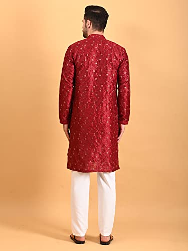 Image of Uri and MacKenzie Embroidery Silk Men's Kurta Pyjama Set