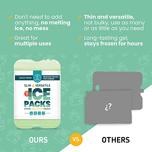 Healthy Packers Cool Pack, Slim Long-Lasting Ice Packs - Green Gel Ice Pack Great For Coolers Or Lunch Box (8-Pack) #TOP2