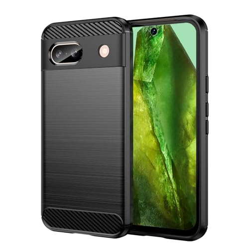【UNEED】Pixel 8a 用の スマホケース ピクセル8A 用の ケース カバー ケース 炭素繊維カバー (素材/TPU) 指紋防止 滑り止め 薄型 軽量 耐衝撃 簡易脱着 ソフトケース カラー:黒