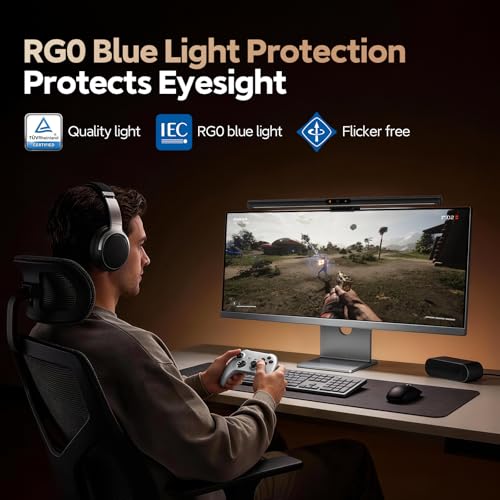 Image of LYMAX Monitor Light Bar, Eye-Care USB Computer Lamp with Wireless Remote, Motion Sensor, Fit for All Monitor, Adjustable Color Temperature /Brightness, No Screen Glare for Home Office Gaming Desk Lamp