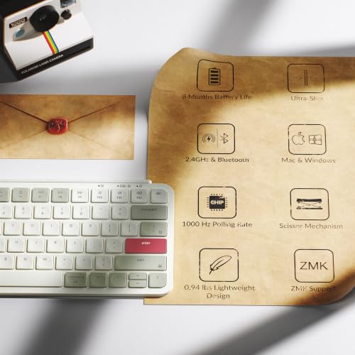 Image of Keychron B1 Pro Ultra-Slim ZMK /Launcher Wireless Bluetooth 2.4 GHz /Wired Connection Keyboard for Mac Windows Linux - Retro Red