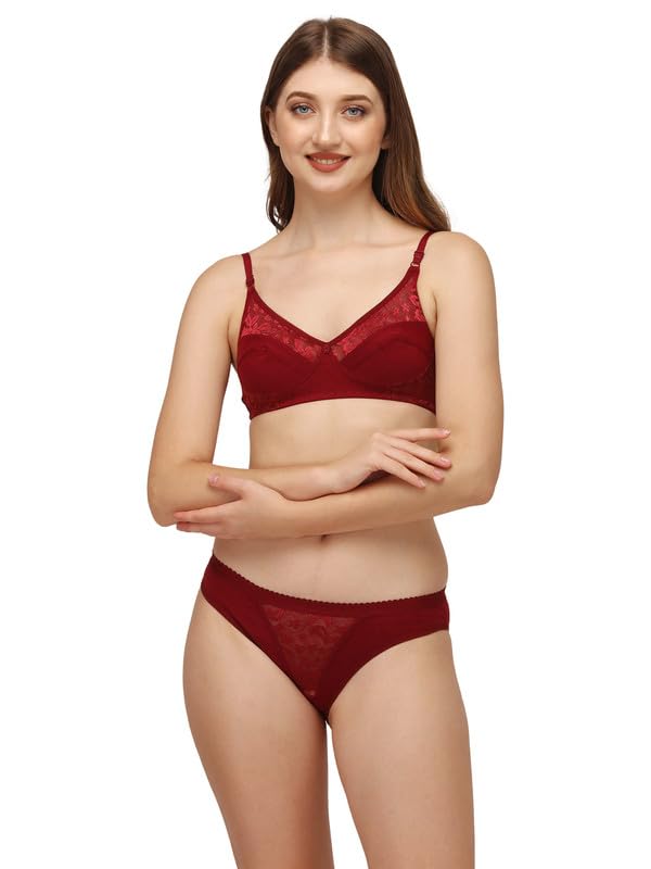 Women’s Soft Cotton Blend Chami Bra Panty Combo Set – Lightweight Stretchable Lingerie Set, Breathable Fabric, Ideal Lounge (Pack of 1)-image-44