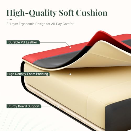 Image of Computer Gaming Chair with Footrest, Ergonomic High Back PU Leather Video Game Chair with Adjustable Headrest & Lumbar Support, Racing for Office and Home, Red