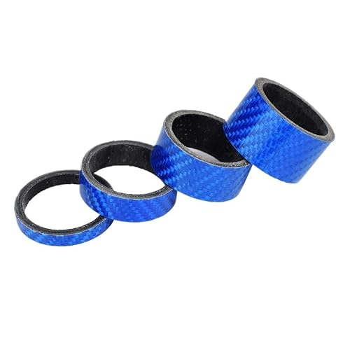 Image of MAYANGYANG Headset Spacers 1set 5+10+15+20mm Headset Spacers Carbon Fiber For 28.6mm 1 1/8" Post Fork Stem Extra Height Red Blue Green Bicycle Accessories Headset Spacers For Bikes(Blue 1set)