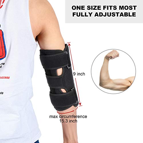 YAVOUN Elbow Brace, Night Elbow Splint for Sleeping, Adjustable Stabilizer with 4 Removable Splints for Cubital Tunnel Syndrome, Tendonitis, Ulnar Nerve, Men, Women (Black, 24 inch x 9 inch)