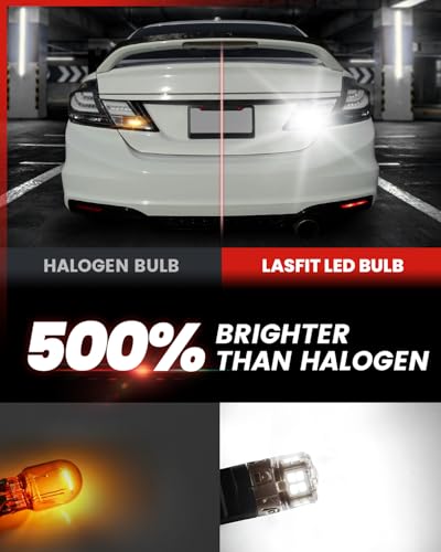 Image of LASFIT L2 7440 7443 LED Bulbs Reverse Lights, 2024 Upgraded Super Bright T20 7441 7444 W21W LED Lamps with Projector Lens, fit for Backup Tail Brake Parking Lights DRL, 6000K White,2pcs