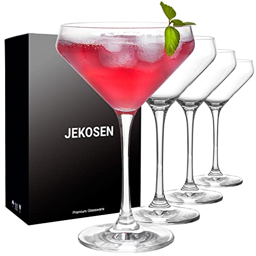 JEKOSEN Crystal Martini Cocktail Glasses 11 Ounce Set of 4 With Premium Gift Box Premium Strong...