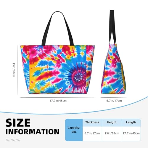 Colorful Tie Dye Large Capacity Travel Bag Lightweight Shopping Handbag Beach Tote Bags Casual Work Bag For Women4