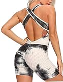 82% Poliéster, 18% Elastano FITTOO Mono Pantalones Cortos Leggings Mujer Mallas Yoga Alta Cintura Elásticos Transpirables #1 Blanco% Negrro M