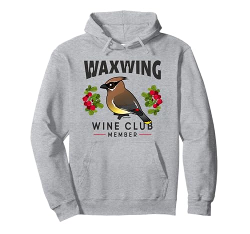 Cute Cartoon Cedar Waxwing Wine Club Funny Birdorable Bird Pullover Hoodie
