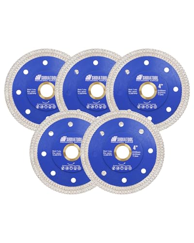 SHDIATOOL 4 Inch Diamond Saw Blade Cutting Porcelain Tile Ceramic Granite Marble Brick(5-Pack)