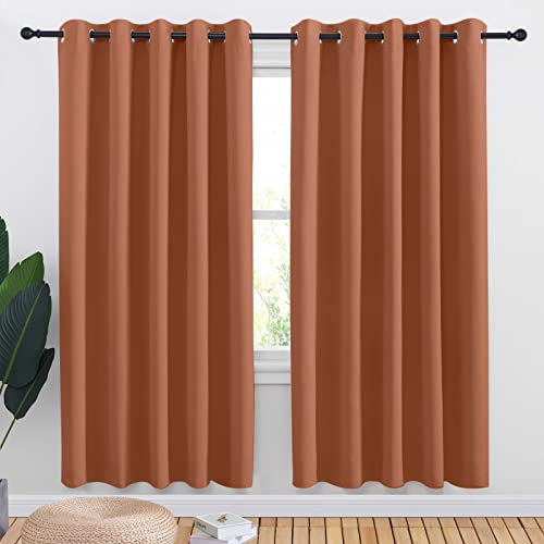 NICETOWN Kitchen Curtains Small Window Curtains & Drapes, Burnt Orange, 34" W x 40" L, 2 PCs, Thermal Insulated Solid Grommet Panels for Cupboard, Loft, Cafe, Dining Room Burnt Orange 34"W x