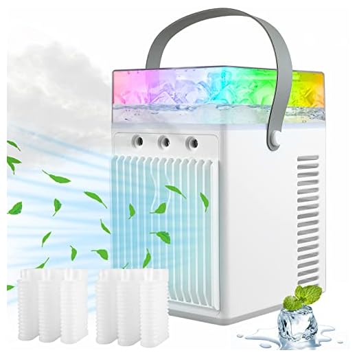 Portable Air Conditioner Fan Personal Air Conditioner Mini Evaporative Personal Air Cooler with 3 Speeds 2000mAh Battery Powered&USB Rechargeable Portable Evaporative Cooler for Bedroom Office Outdoor