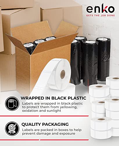 Enko Compatible 30347 Dymo Book Spine Labels (1" X 1-1/2") 12 Rolls, 9000 Library Book Barcode Labels - Use With Dymo Labelwriter 450, 4Xl, 450 Turbo Printer, Rollo Printer #TOP3