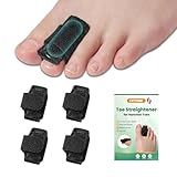 CEYOME Hammer Toe Straightener for Men & Women - 4 Pack Soft & Breathable Toe Splints for Hammer, Bent & Curled Toes - Hammer Toe Corrector & Wrap for Walking, Running & Rest (Black)
