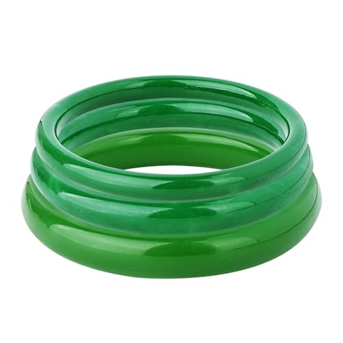 BOZAMBA 3 Pcs Natural Jade Bangle Bracelet for Women Good Luck Bangle Wealth Healing Bracelet for Mother Grandmother Christmas Birthday(green)