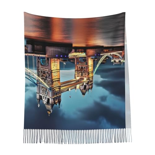 Écharpe sensation cachemire Tower Bridge à pompons, accessoire premium