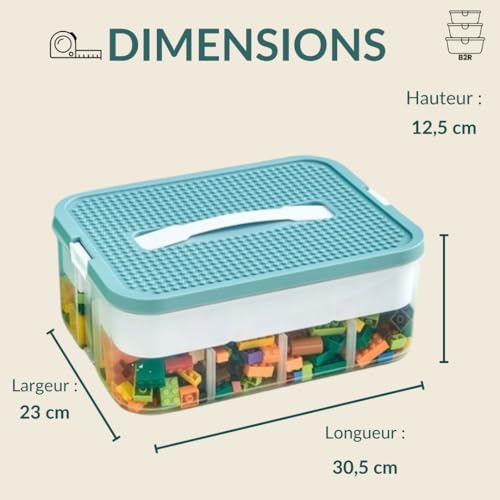 Boite rangement Lego compartimentée B2R à couvercle de jeu empilable