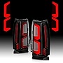 AmeriLite for 2015-2020 Chevy Tahoe Suburban [Full LED] Neon C-Type Dual Light Bar Dark Black Replacement Taillights Assembly Pair - Passenger and Driver Side