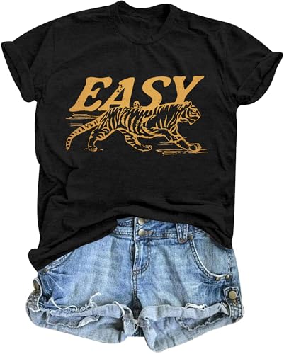Tiger Shirt Women Vintage Animal Graphic T-Shirt Casual Short Sleeve Crewneck Tee Summer Loose Fit Tops