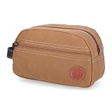 Timberland Men's Toiletry Bag Canvas Travel Kit Organizer, Khaki, One Size