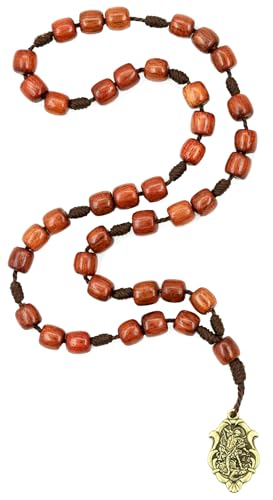 Chaplet de San Miguel Arcángel en madera tallada con acabados artesanales