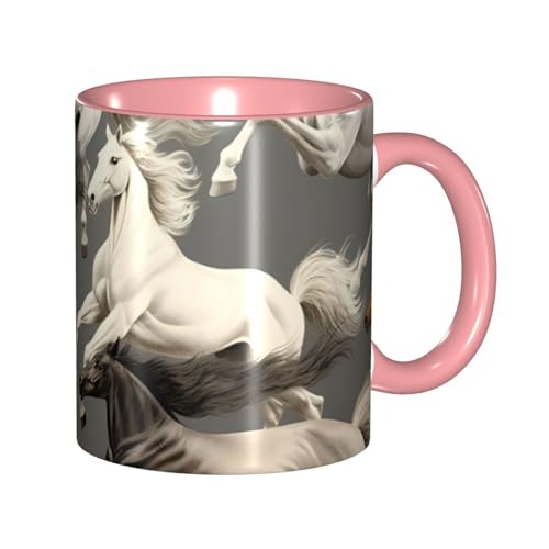 Cute Horse Mug - Double Color Ceramic Mug - 330ml, Microwave Safe Coffee Cup, Perfect for Home, Office, Or Gift (9.5cm Wide)
