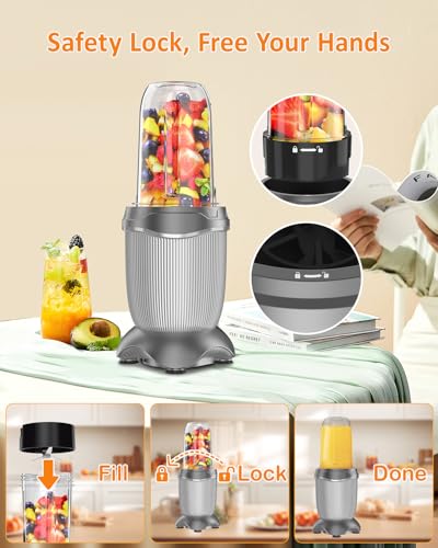 Smoothie-Blender-850-W-Upgraded-Compact-Personal-Blender-for-Shakes-and-Smoothies-Juice-Frozen-Drinks-Sauces-More-Smoothies-Maker-with-2-26-Oz-To-Go-Cups-2Spout-Lids